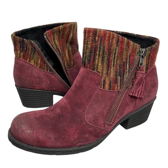 B.O.C Born Concept Burgundy Leather Charon Ankle Booties Boots Size 8.5M - Picture 2 of 16